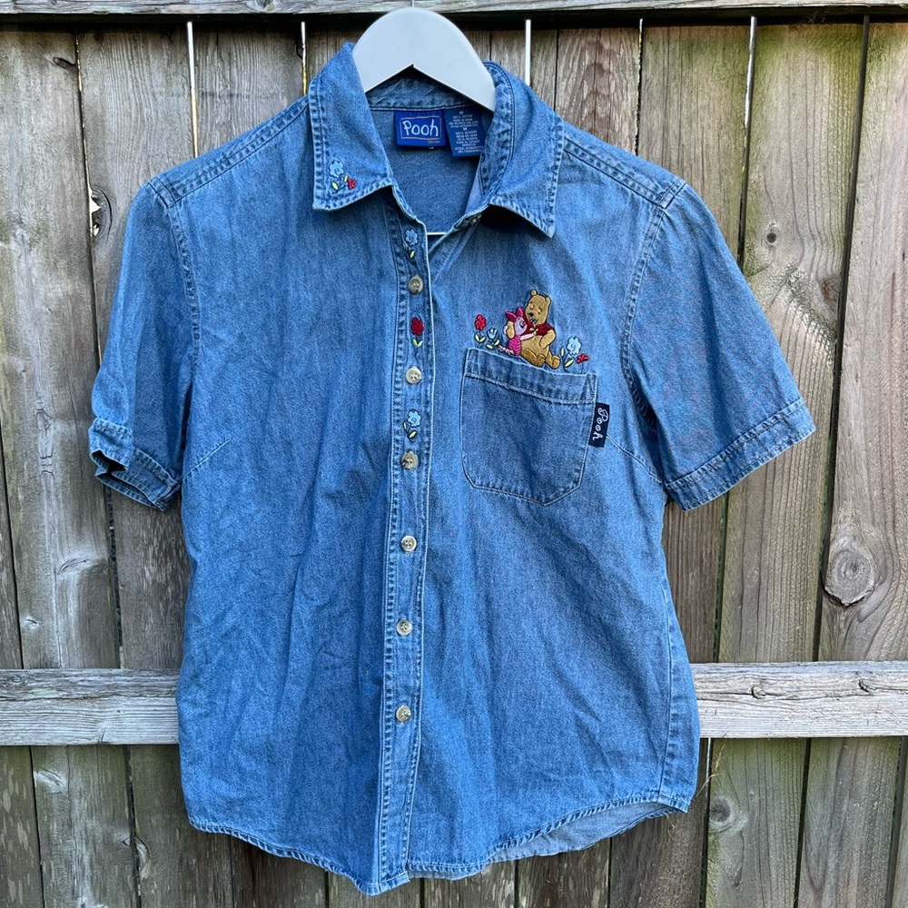 Vintage 90s Winnie the Pooh Embroidered Button Up Shirt
